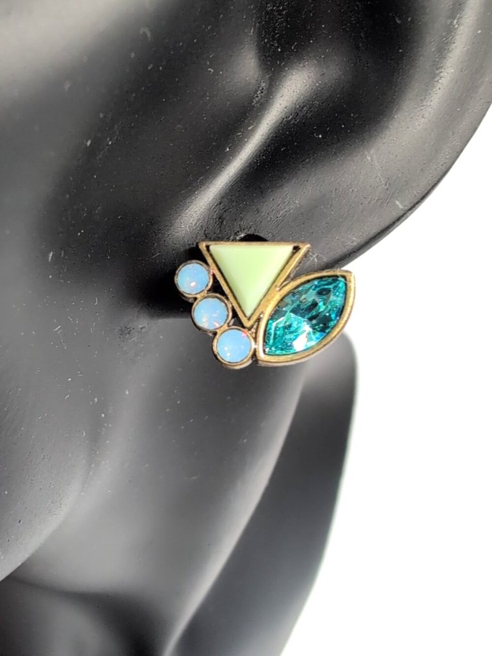Silpada KR Brass Post Earrings Multicolored Geometric 5/8" Inch Marked VGC